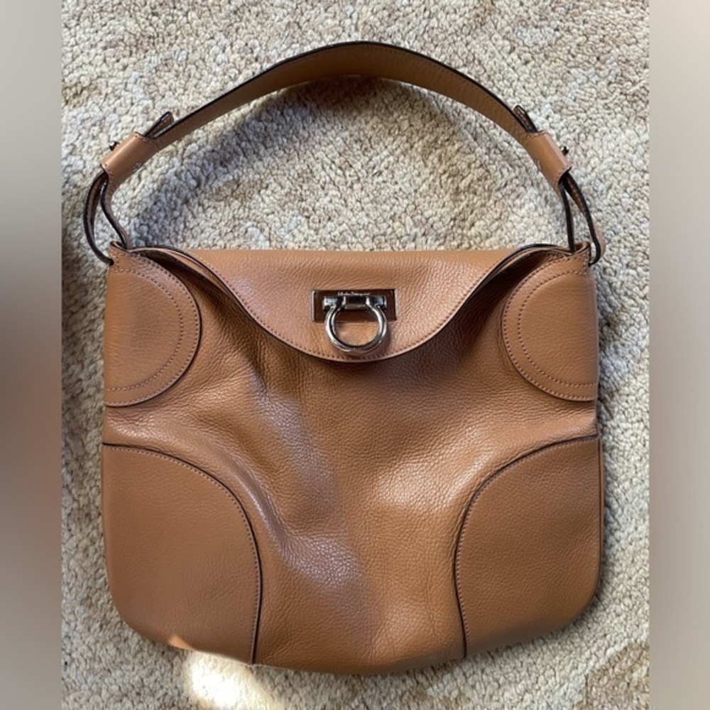 Salvatore Ferragamo Grained Leather Hobo Bag